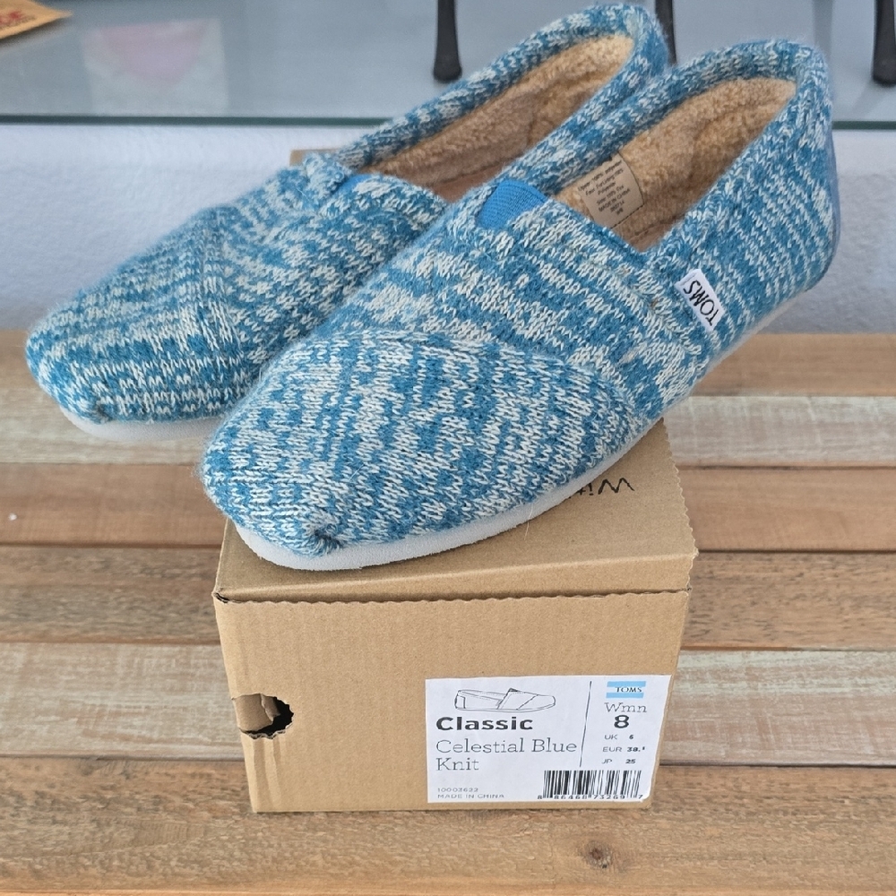 TOMS Blue Knit Slip-On Shoes